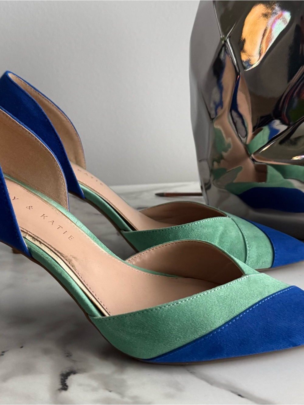 Kelly & Katie Blue and Mint Suede D'Orsay Pumps